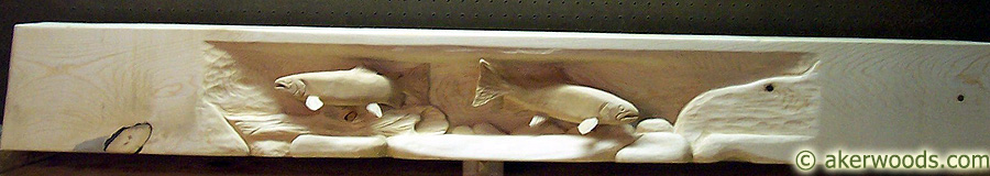 Picture of Carved Trout Fireplace Mantel from Customer: Kirby Linjer