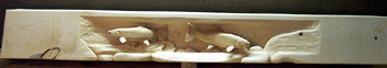 Kirby Linjer's Carved Trout Wooden Fireplace Mantel