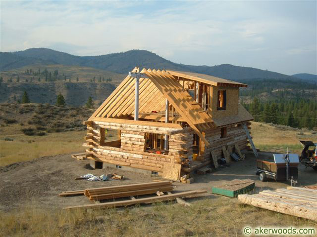 Picture of a Cabin Being Built with AkerWoods Logs from Customer: Linda Odell