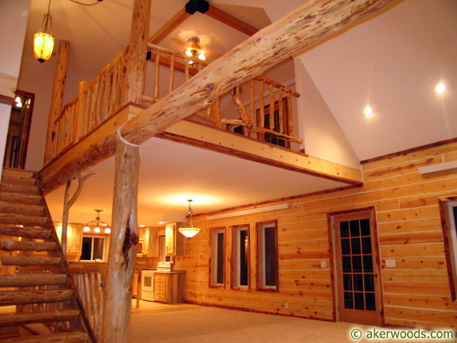 Picture of Interior of a home built with our hand-peeled D logs