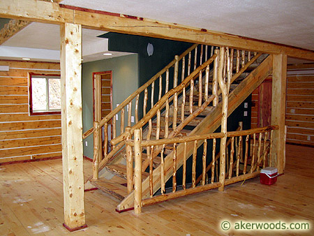 Log Railings and Stairs Shown from Ponderosa Pine