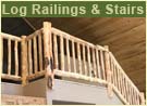 Log Railings and Stairs, Built from Cured, Hand-Peeled Posts, Rails, and Logs